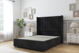 "Comfort Palermo Black Naples Divan Bed Set No Drawers - 54"" Wingback 4'6 Double" - thumbnail 3