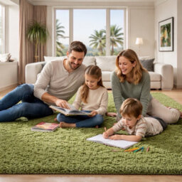 Uetian Green Shaggy Rug Soft Dense Pile Modern Area Floor Rug (160X230 Cm) - thumbnail 6