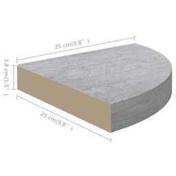 Berkfield Wall Corner Shelf Concrete Grey 25X25X3.8 Cm Mdf - thumbnail 7