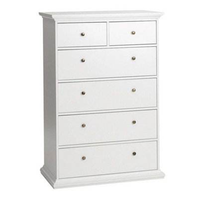 Parisfrench Country Style Tall Chest Of Drawers In White - image 1