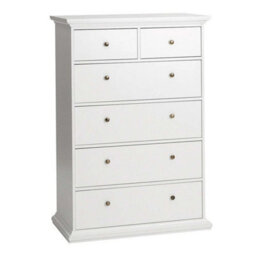 Parisfrench Country Style Tall Chest Of Drawers In White - thumbnail 1