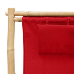 Berkfield Deck Chair Bamboo And Canvas Red - thumbnail 7