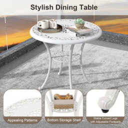 Costway 5 Piece Patio Cast Aluminum Dining Table & Chair Set Outdoor Bistro Set W/ Umbrella Hole - thumbnail 9