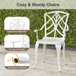 Costway 5 Piece Patio Cast Aluminum Dining Table & Chair Set Outdoor Bistro Set W/ Umbrella Hole - thumbnail 8