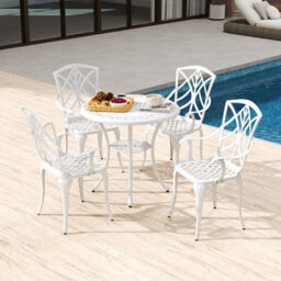 Costway 5 Piece Patio Cast Aluminum Dining Table & Chair Set Outdoor Bistro Set W/ Umbrella Hole - thumbnail 5