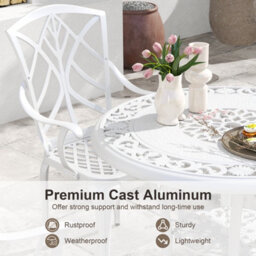 Costway 5 Piece Patio Cast Aluminum Dining Table & Chair Set Outdoor Bistro Set W/ Umbrella Hole - thumbnail 6