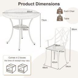 Costway 5 Piece Patio Cast Aluminum Dining Table & Chair Set Outdoor Bistro Set W/ Umbrella Hole - thumbnail 3