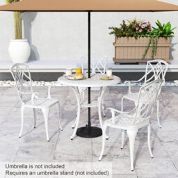 Costway 5 Piece Patio Cast Aluminum Dining Table & Chair Set Outdoor Bistro Set W/ Umbrella Hole - thumbnail 4