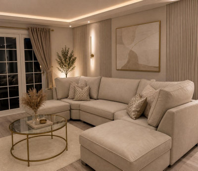 Home & Love Luxury Bishop U Shape Corner Sofa - Naple Sand