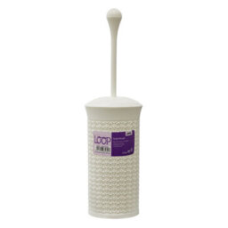 Jvl Knit Design Loop Plastic Toilet Brush And Holder, Ivory, One Size - thumbnail 2