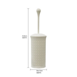 Jvl Knit Design Loop Plastic Toilet Brush And Holder, Ivory, One Size - thumbnail 4