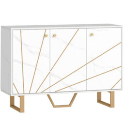 Wyld Haus Vekeba Coso 107Cm White Marble-Effect Sideboard With Gold-Tone Legs And Handles - thumbnail 2
