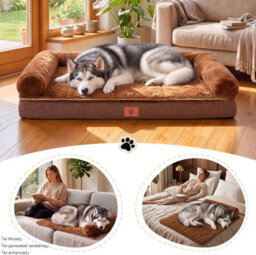 Luckracer Large Dog Bed Sofa Washable Orthopedic Dog Beds Blue 90X66X16Cm - thumbnail 3
