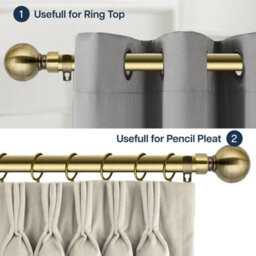 Bedlooms Metal Curtain Pole 28mm- Plain Ball Finials With Extendable Strong & Durable Rod Antique Brass 160-300 Cm,63''-118'' - thumbnail 7
