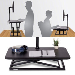 Duronic Dm05D20 Sit-Stand Desk Workstation, Desk Convertor, Manually Height Adjustable 5-41Cm, 74X45Cm Platform - Black - thumbnail 4