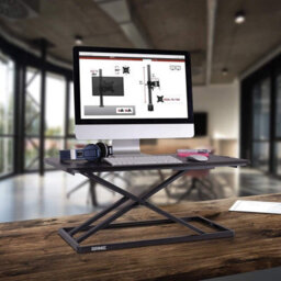 Duronic Dm05D20 Sit-Stand Desk Workstation, Desk Convertor, Manually Height Adjustable 5-41Cm, 74X45Cm Platform - Black - thumbnail 7