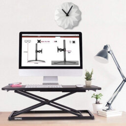 Duronic Dm05D20 Sit-Stand Desk Workstation, Desk Convertor, Manually Height Adjustable 5-41Cm, 74X45Cm Platform - Black - thumbnail 2