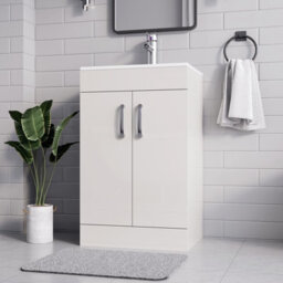 Belofay 500mm Bathroom Vanity Units With Basin With White Ceramic Bathroom Sink Soft Close Hinges & 1 Tap Hole (New York White) - thumbnail 1