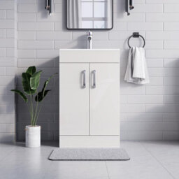 Belofay 500mm Bathroom Vanity Units With Basin With White Ceramic Bathroom Sink Soft Close Hinges & 1 Tap Hole (New York White) - thumbnail 2