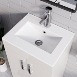 Belofay 500mm Bathroom Vanity Units With Basin With White Ceramic Bathroom Sink Soft Close Hinges & 1 Tap Hole (New York White) - thumbnail 4