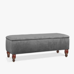 Lisbon 150Cm Ottoman Bench With Storage, End Of Bed Bench, Rectangle Coffee Table, Wide Ottoman Box- Grey Plush Velvet Box