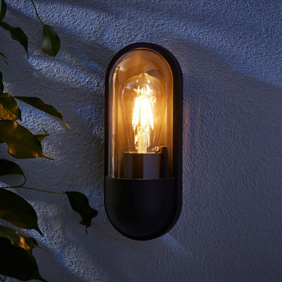 Zinc Kerry Fixed Matt Black Mains-Powered Led Outdoor Contemporary On/off Wall Light (Dia)10Cm - image 1