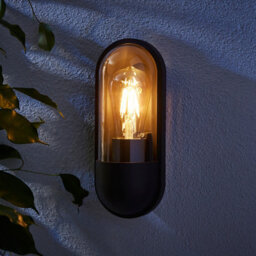 Zinc Kerry Fixed Matt Black Mains-Powered Led Outdoor Contemporary On/off Wall Light (Dia)10Cm - thumbnail 1