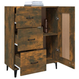Berkfield Sideboard Smoked Oak 69.5X34X90 Cm Engineered Wood - thumbnail 5