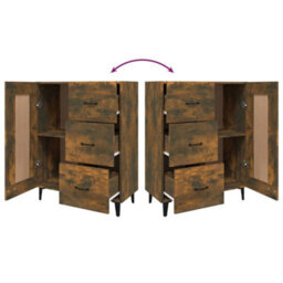 Berkfield Sideboard Smoked Oak 69.5X34X90 Cm Engineered Wood - thumbnail 9