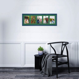 AK Frames 26X8 Navy Blue Classic Multi Photo Frame With Emerald Mount - Holds 5 Apertures (5X) 6X4 Photos - thumbnail 3