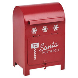 Urbn-Living Urbnliving 24Cm Height Christmas Xmas Metal Letter Mail Box Santa Arched Decorative Red Table Ornament - thumbnail 4