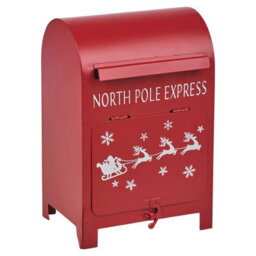 Urbn-Living Urbnliving 24Cm Height Christmas Xmas Metal Letter Mail Box Santa Arched Decorative Red Table Ornament - thumbnail 2