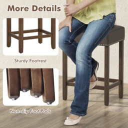 Gainoom Set Of 2 Bar Stools Upholstered Counter Height Saddle Stools Pu Leather 60Cm - thumbnail 6