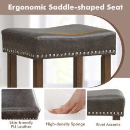 Gainoom Set Of 2 Bar Stools Upholstered Counter Height Saddle Stools Pu Leather 60Cm - thumbnail 8