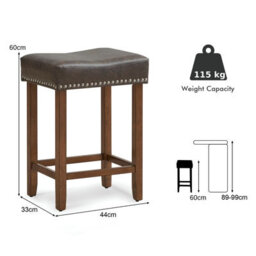 Gainoom Set Of 2 Bar Stools Upholstered Counter Height Saddle Stools Pu Leather 60Cm - thumbnail 2