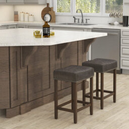 Gainoom Set Of 2 Bar Stools Upholstered Counter Height Saddle Stools Pu Leather 60Cm - thumbnail 3