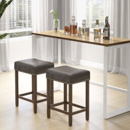Gainoom Set Of 2 Bar Stools Upholstered Counter Height Saddle Stools Pu Leather 60Cm - thumbnail 5