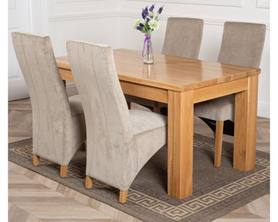 That's Furniture Dakota 152 X 87 Cm Chunky Medium Oak Dining Table And 4 Chairs Dining Set With Lola Grey Fabric Chairs - image 1