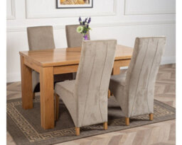 That's Furniture Dakota 152 X 87 Cm Chunky Medium Oak Dining Table And 4 Chairs Dining Set With Lola Grey Fabric Chairs - thumbnail 3
