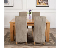 That's Furniture Dakota 152 X 87 Cm Chunky Medium Oak Dining Table And 4 Chairs Dining Set With Lola Grey Fabric Chairs - thumbnail 2