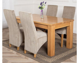 That's Furniture Dakota 152 X 87 Cm Chunky Medium Oak Dining Table And 4 Chairs Dining Set With Lola Grey Fabric Chairs - thumbnail 1
