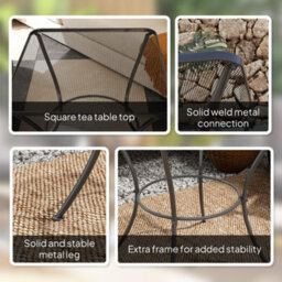 Outsunny 60 Cm Square Metal Table Outdoor Bistro Table Coffee Desk, Black - thumbnail 5