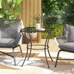 Outsunny 60 Cm Square Metal Table Outdoor Bistro Table Coffee Desk, Black - thumbnail 1