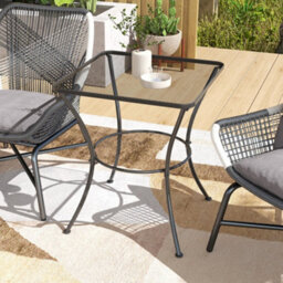 Outsunny 60 Cm Square Metal Table Outdoor Bistro Table Coffee Desk, Black - thumbnail 7
