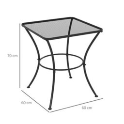 Outsunny 60 Cm Square Metal Table Outdoor Bistro Table Coffee Desk, Black - thumbnail 3