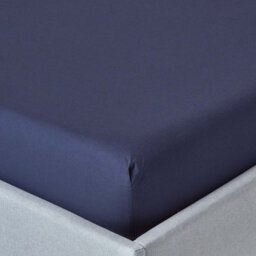 Homescapes Navy Blue Egyptian Cotton Fitted Sheet 200 Tc, Single - thumbnail 1