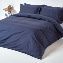 Homescapes Navy Blue Egyptian Cotton Fitted Sheet 200 Tc, Single - thumbnail 4
