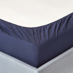Homescapes Navy Blue Egyptian Cotton Fitted Sheet 200 Tc, Single - thumbnail 2