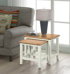Hallowood Furniture Clifton Oak Painted Nest Of 2 Tables