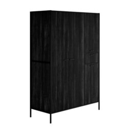 Wyld Haus Ireland 3 Door Wood-Effect Wardrobe With 1 Drawer, Matt Black Frame - thumbnail 3